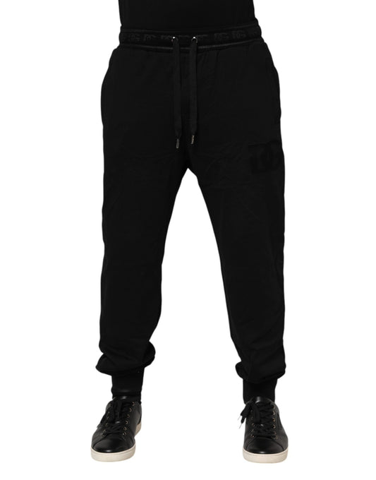 Dolce & Gabbana Black Cotton Drawstring Jogger Men's Pants