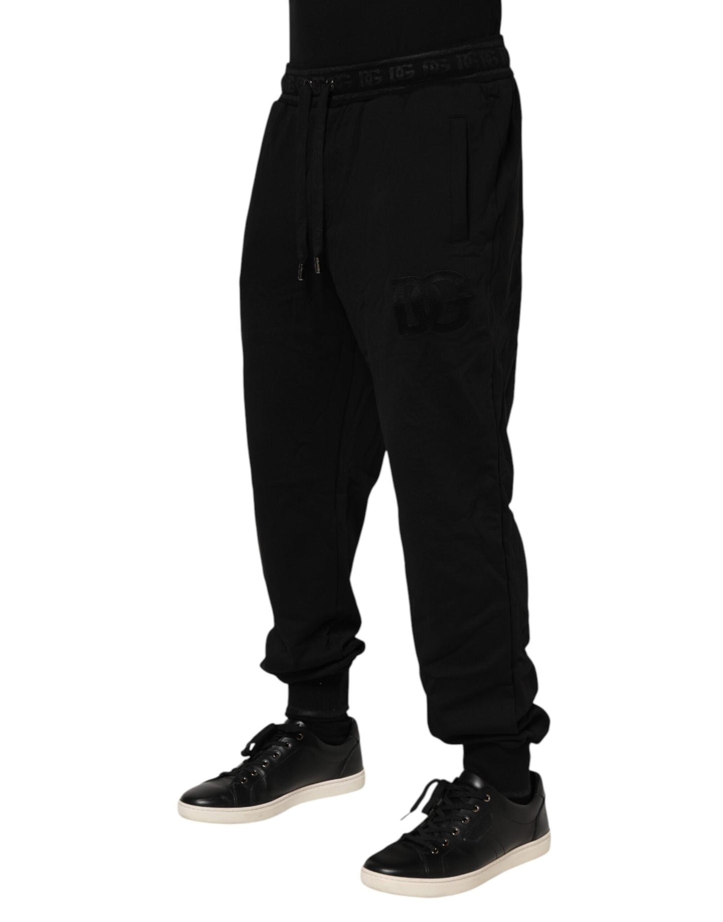 Dolce & Gabbana Black Cotton Drawstring Jogger Men's Pants