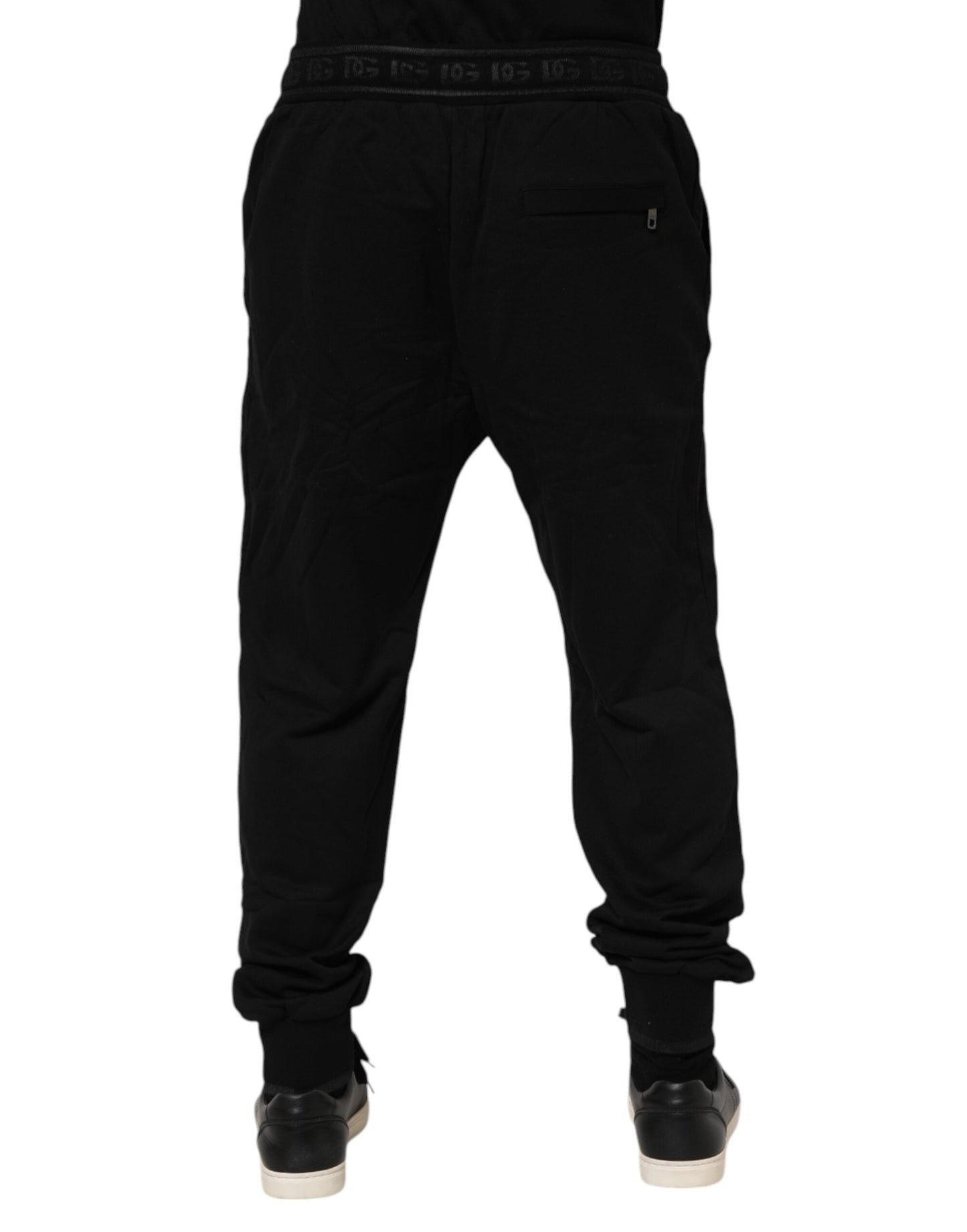 Dolce & Gabbana Black Cotton Drawstring Jogger Men's Pants