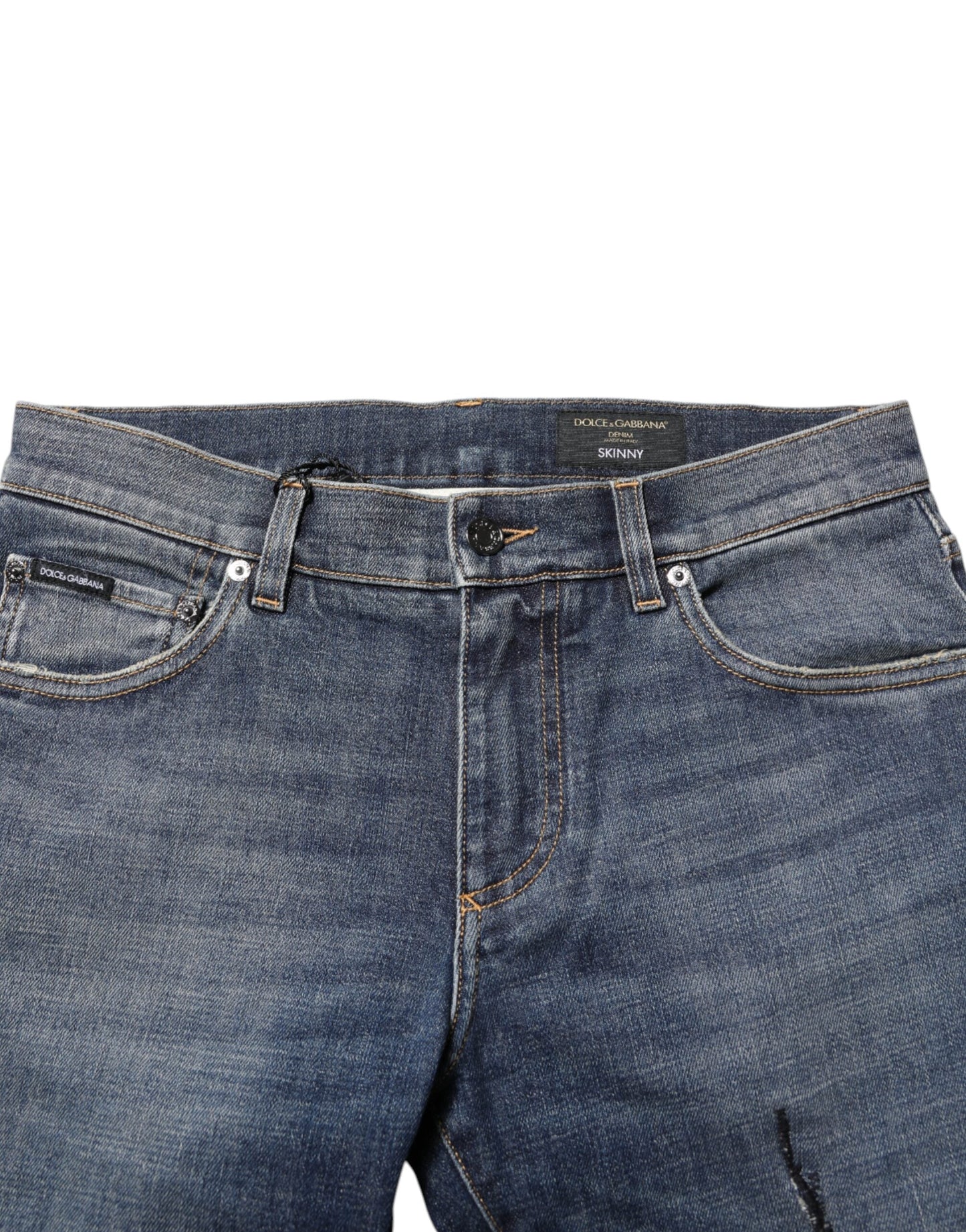Dolce & Gabbana Blue Washed Skinny Logo Plaque Men Denim Men's Jeans ()
