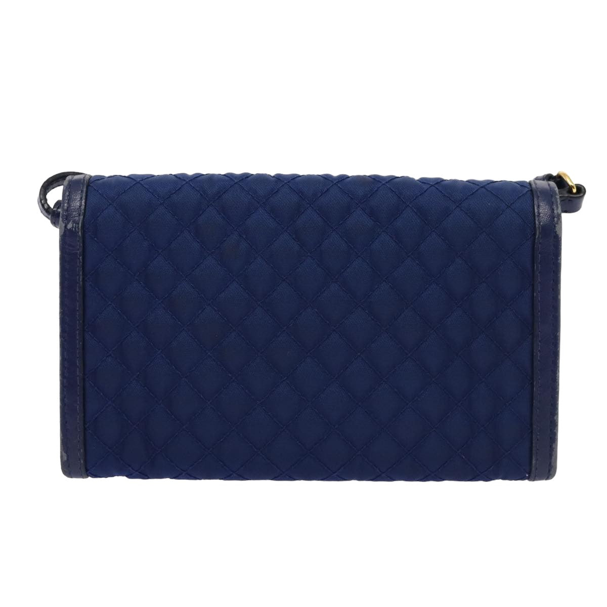 PRADA Shoulder Wallet Nylon Leather Blue  78077