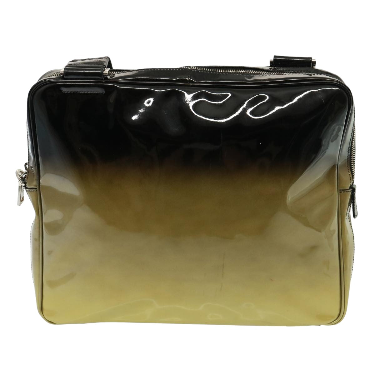 PRADA Shoulder Bag Patent leather Gold Tone Black  78080