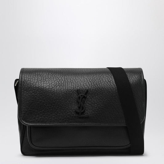 Saint Laurent Black Hammered Leather Handbag Messenger Niki Men