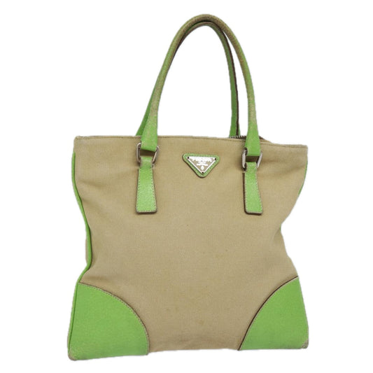 PRADA Hand Bag Canvas Beige  78255