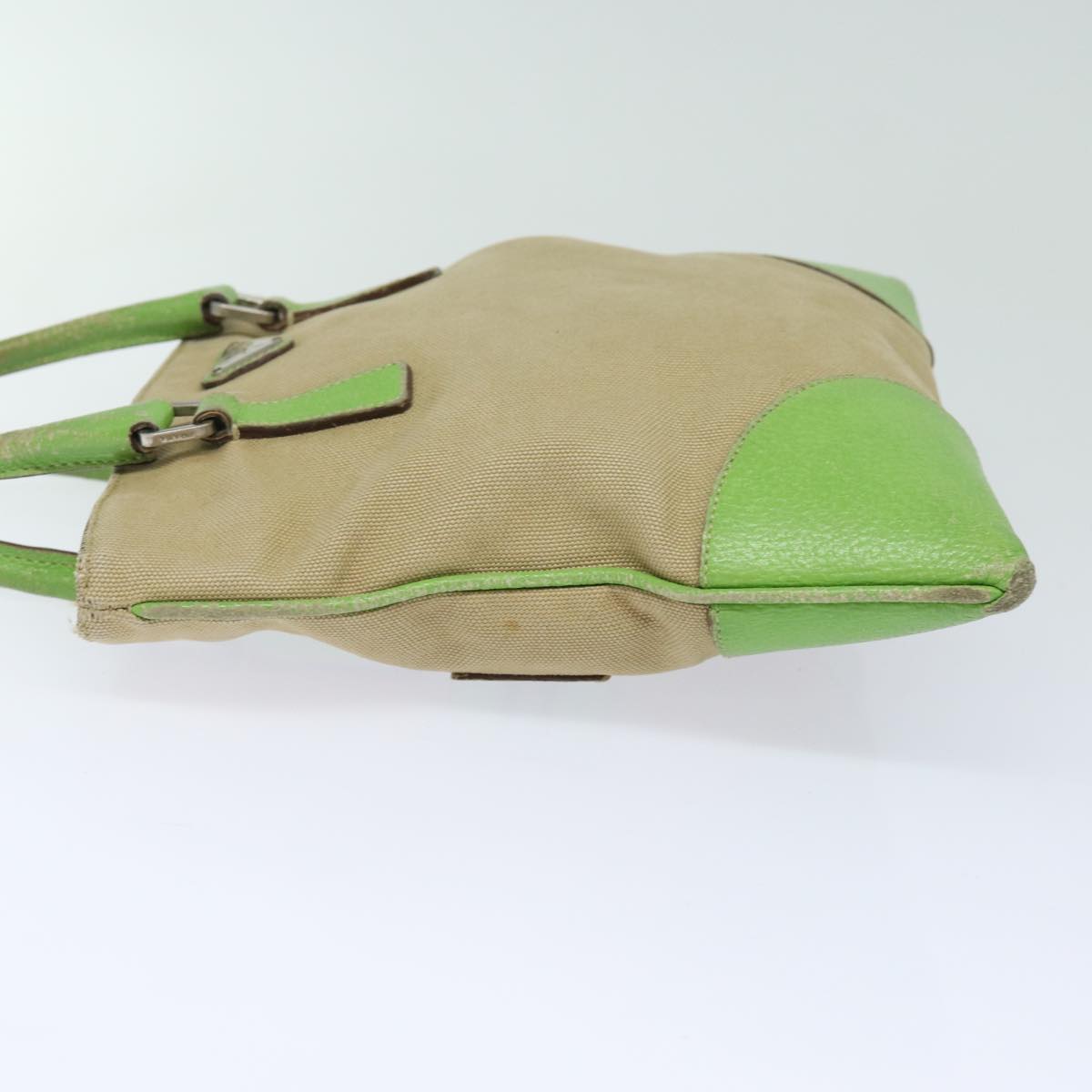 PRADA Hand Bag Canvas Beige  78255