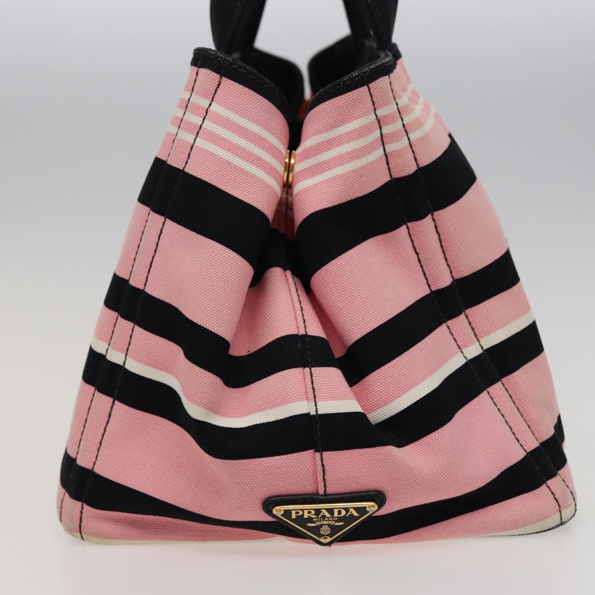 PRADA Canapa MM Hand Bag Canvas 2way Pink Navy  78269