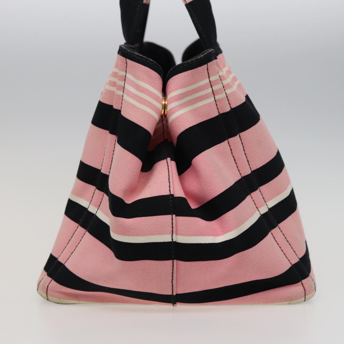 PRADA Canapa MM Hand Bag Canvas 2way Pink Navy  78269