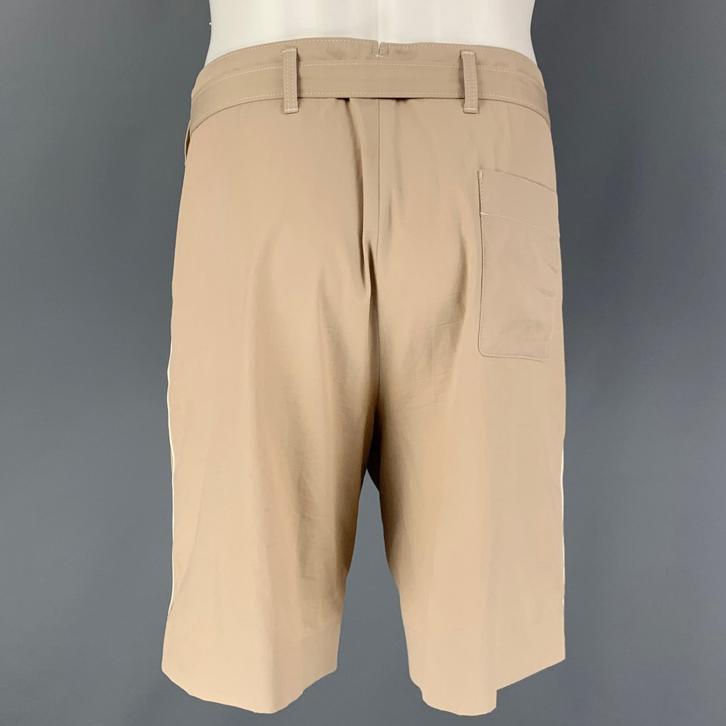 PRADA Size 36 Beige Cotton Belted Shorts