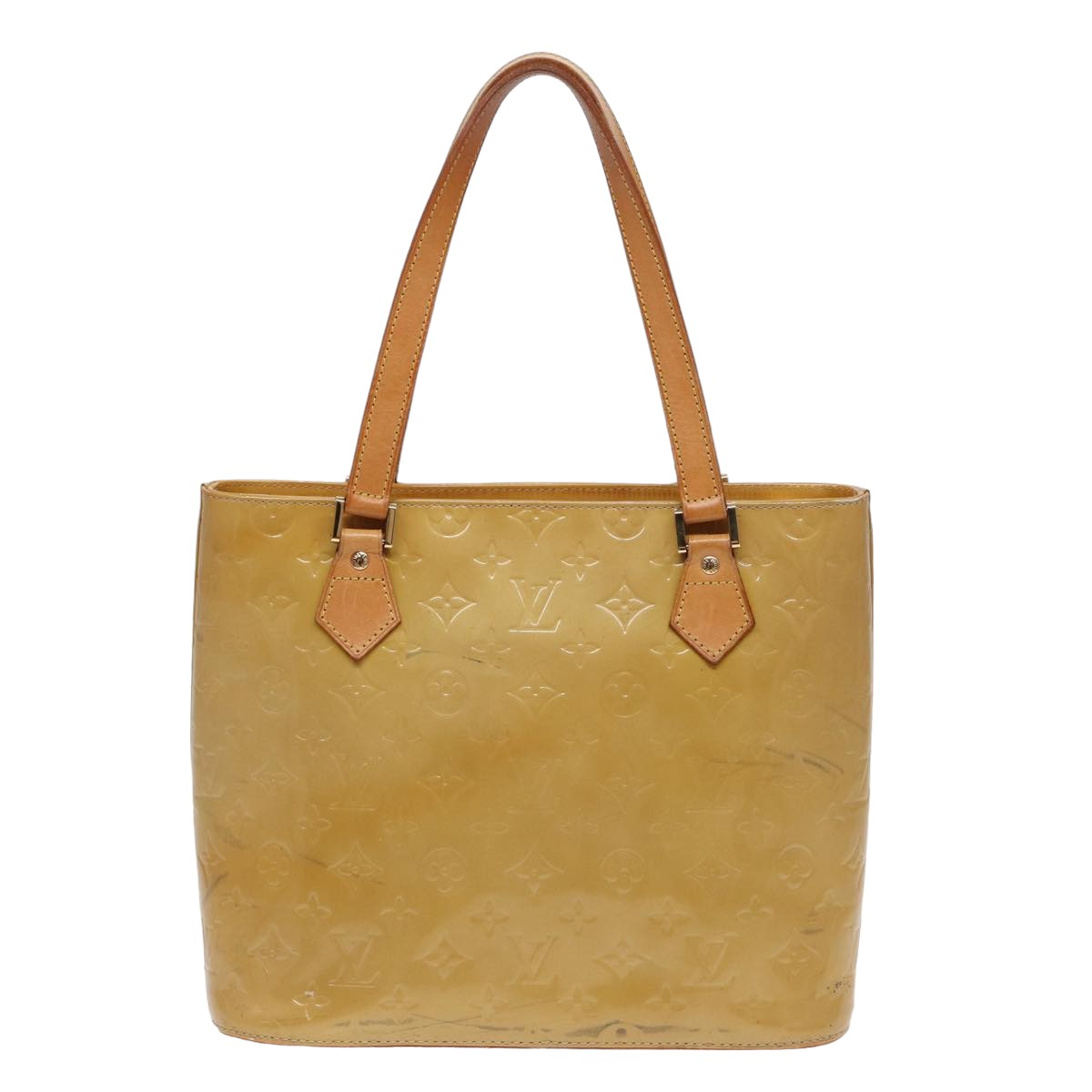LOUIS VUITTON Monogram Vernis Houston Hand Bag Beige M91004 LV 78296