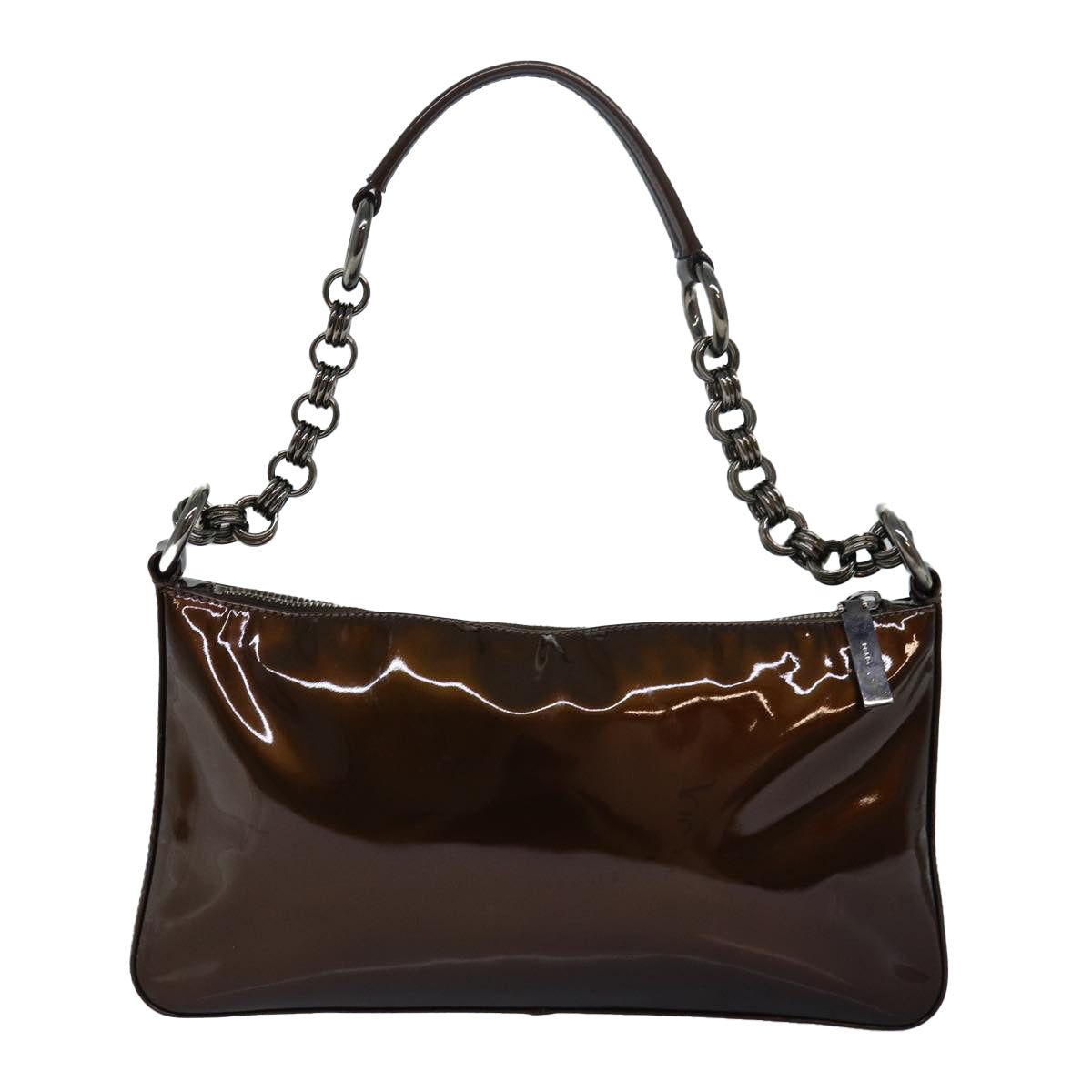 PRADA Shoulder Bag Patent leather Brown  78409