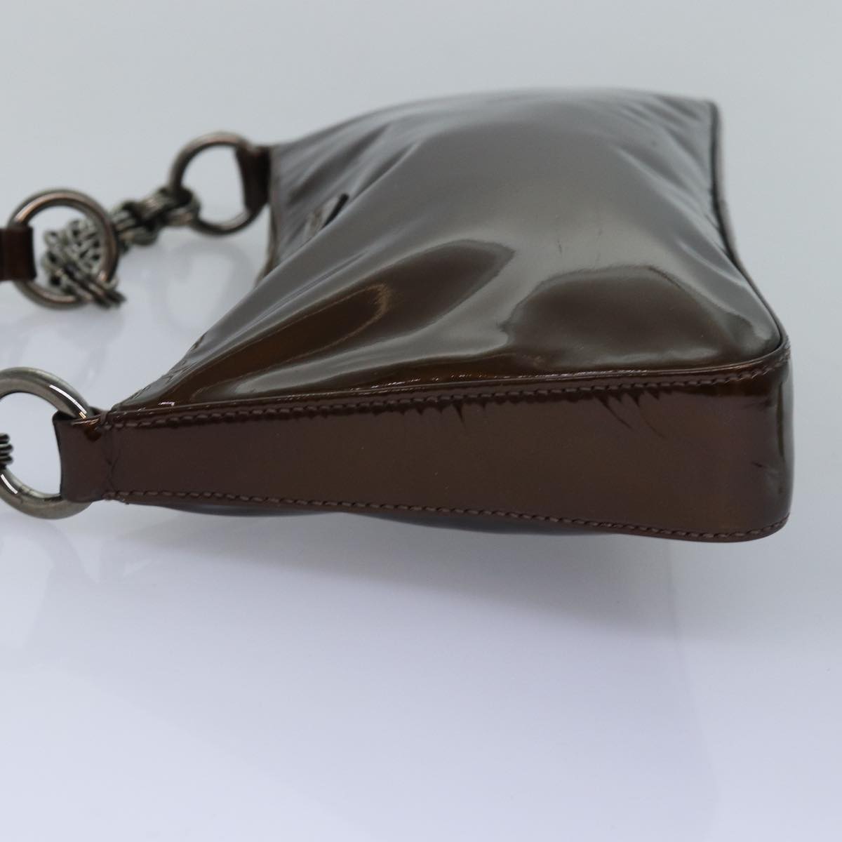 PRADA Shoulder Bag Patent leather Brown  78409