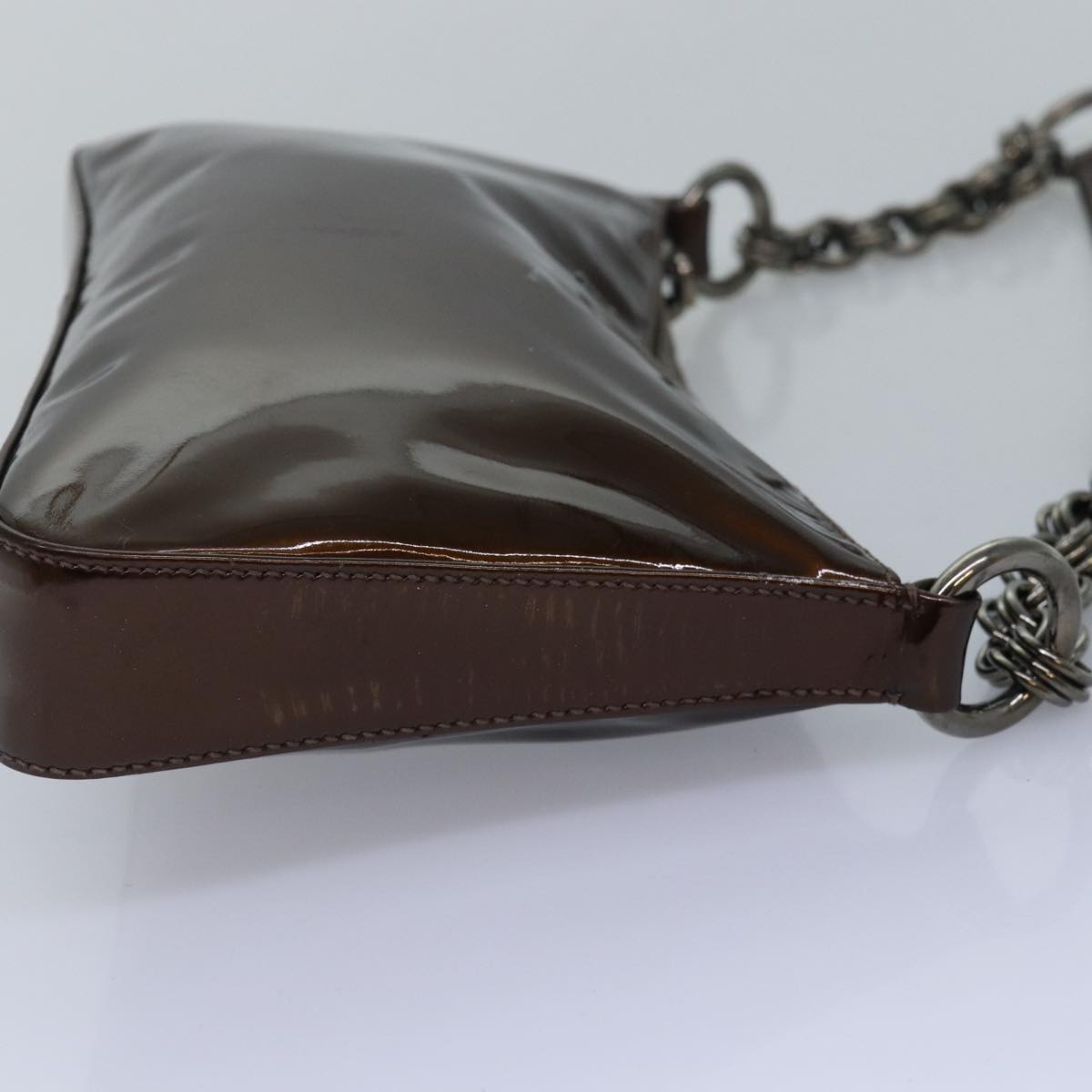 PRADA Shoulder Bag Patent leather Brown  78409