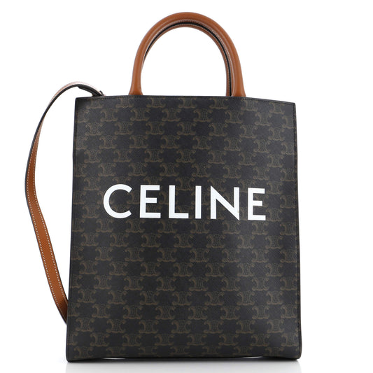 Celine Vertical Cabas Tote Triomphe Coated Canvas Small