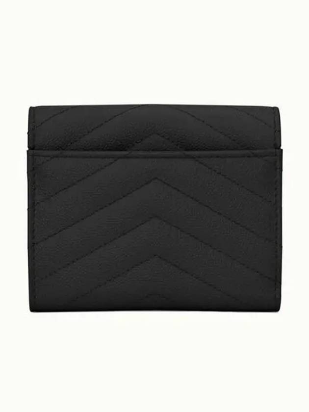 Saint Laurent Silver Matelasse monogram compact 3-fold Half half wallet black