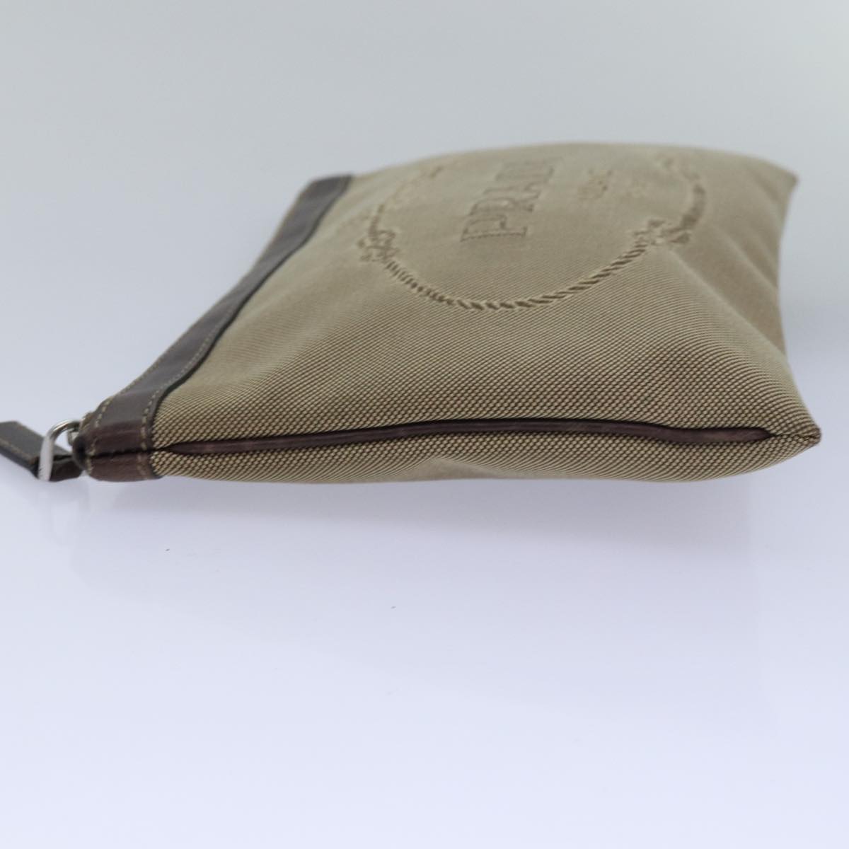 PRADA Clutch Bag Canvas Beige  78483