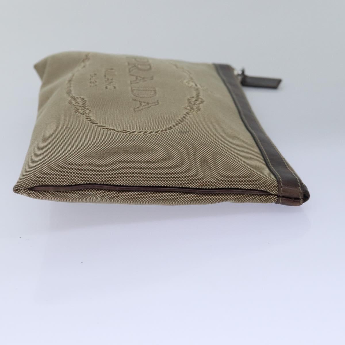 PRADA Clutch Bag Canvas Beige  78483