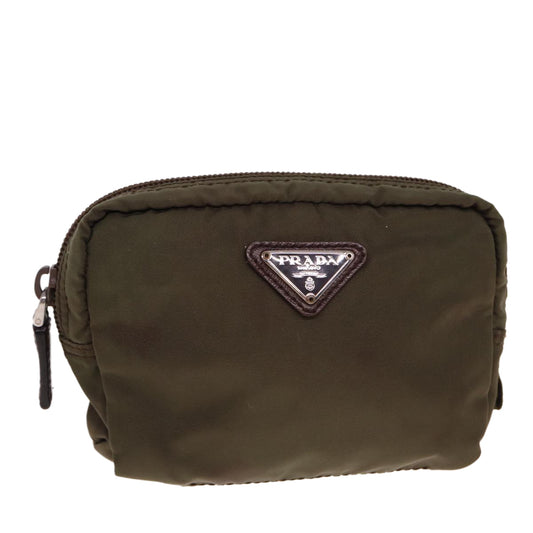PRADA Pouch Nylon Khaki  78625