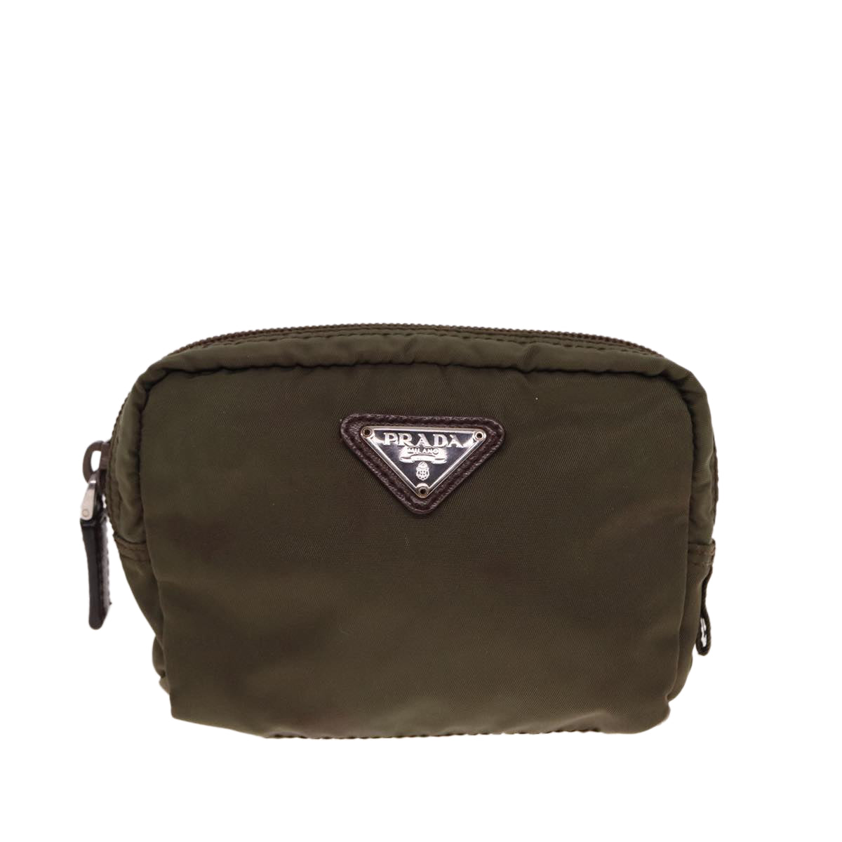 PRADA Pouch Nylon Khaki  78625