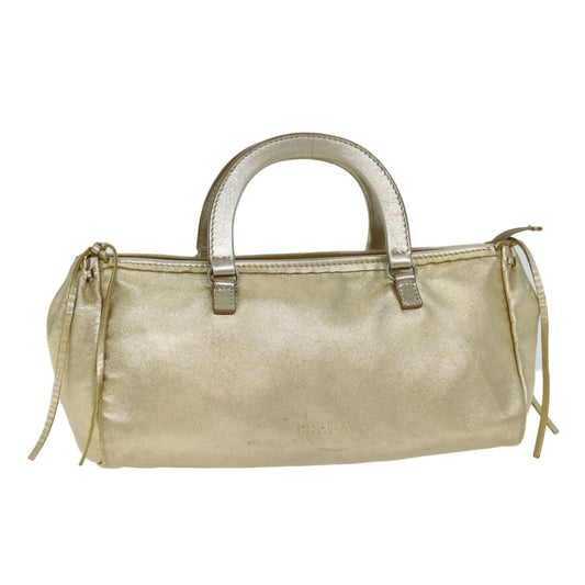 PRADA Hand Bag Leather Gold  78813