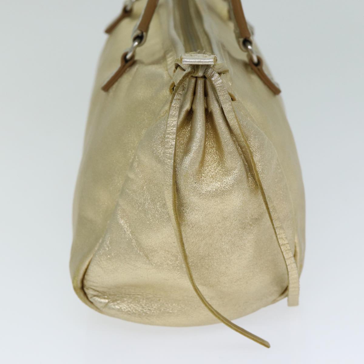 PRADA Hand Bag Leather Gold  78813