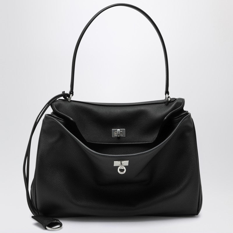 Balenciaga Medium Black Rodeo Bag In Hammered Calfskin Women