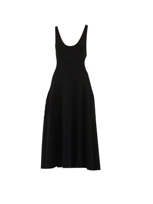 Saint Laurent Women's Cutout Wool Long Dress Black