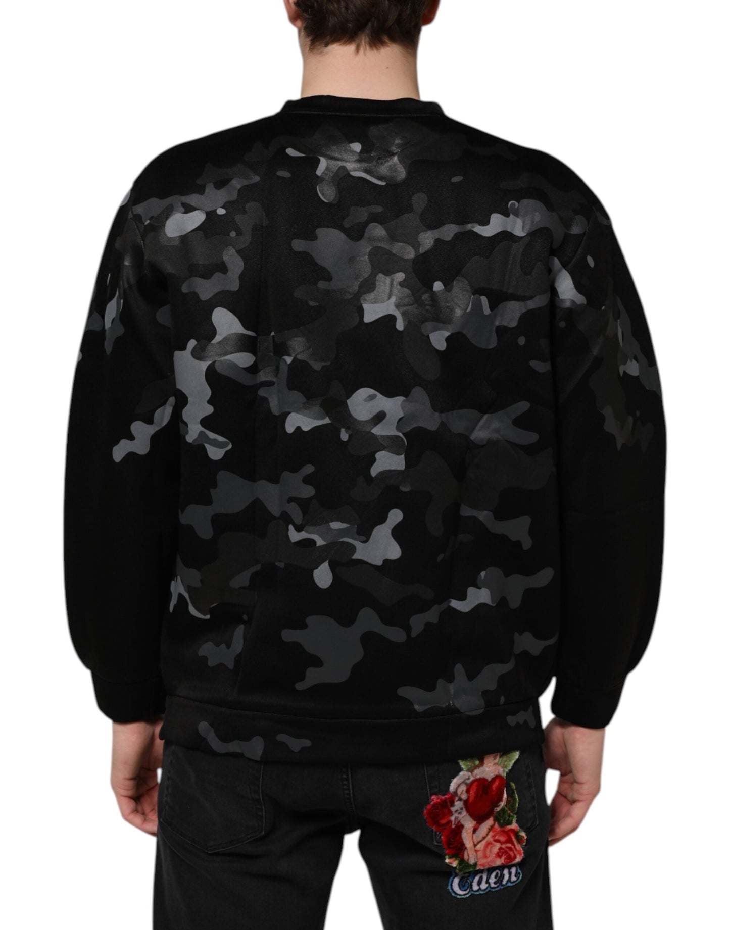 Dolce & Gabbana Black Camouflage Pullover Sweatshirt Men's Sweater ()