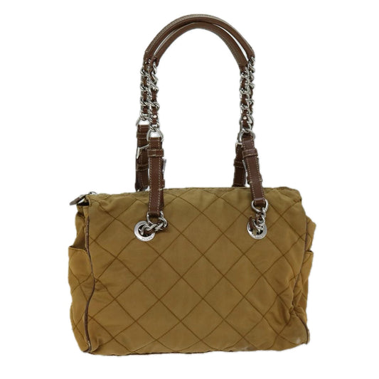 PRADA Chain Quilted Shoulder Bag Nylon Brown  79108