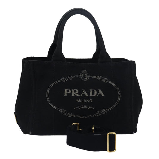 PRADA Canapa PM Hand Bag Canvas 2way Black  79141
