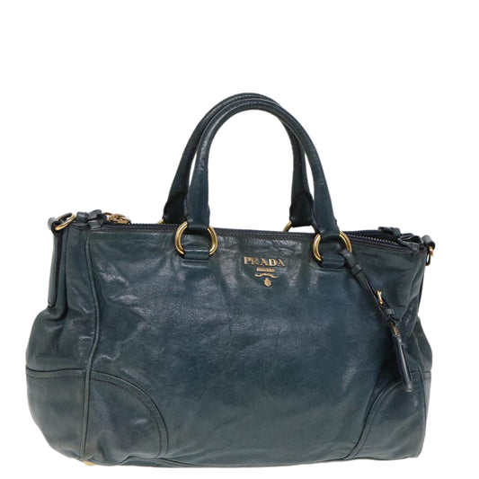 PRADA Hand Bag Leather Green  79142