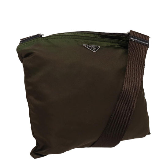 PRADA Shoulder Bag Nylon Khaki Brown  79144