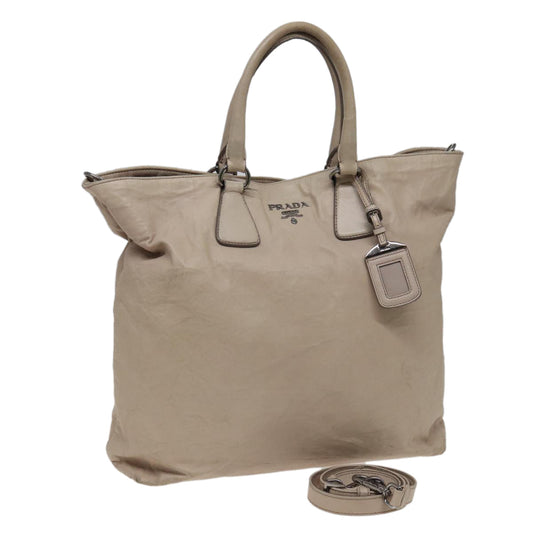 PRADA Hand Bag Leather 2way Beige  79147