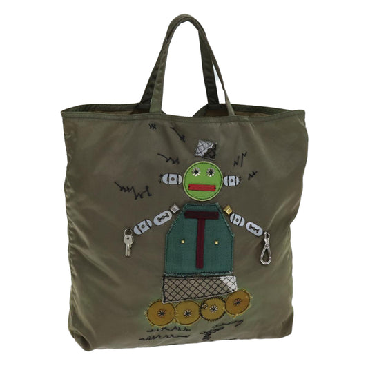 PRADA Robot Tote Bag Nylon Khaki  79153