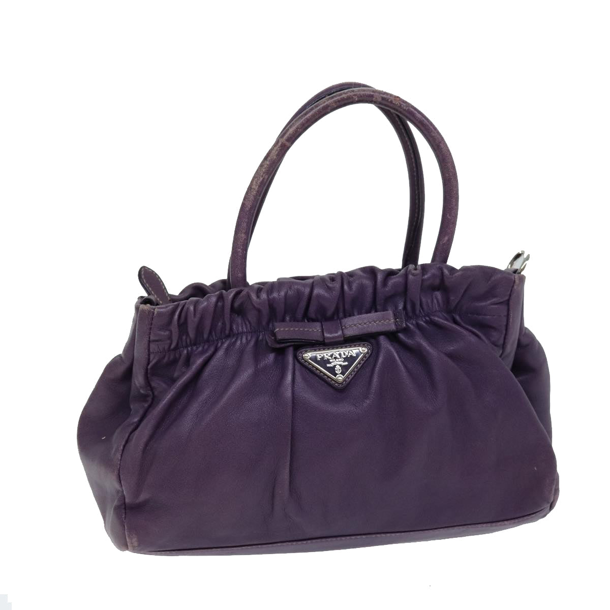 PRADA Hand Bag Leather Purple  79217
