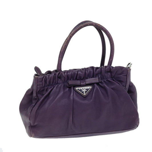 PRADA Hand Bag Leather Purple  79217