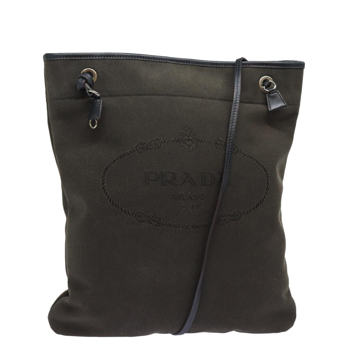 PRADA Shoulder Bag Canvas Brown  79327