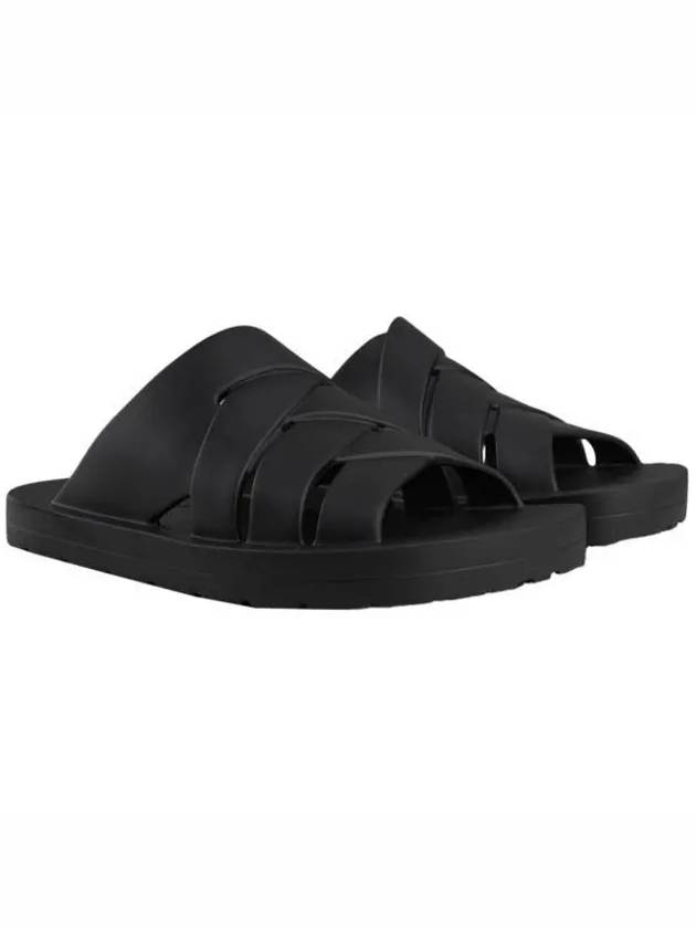 Bottega Veneta Flintston Intrecciato Matte Rubber Sandals Black