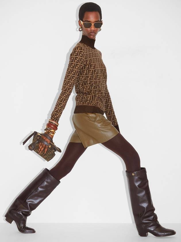 Fendi FF Cotton Turtleneck Brown