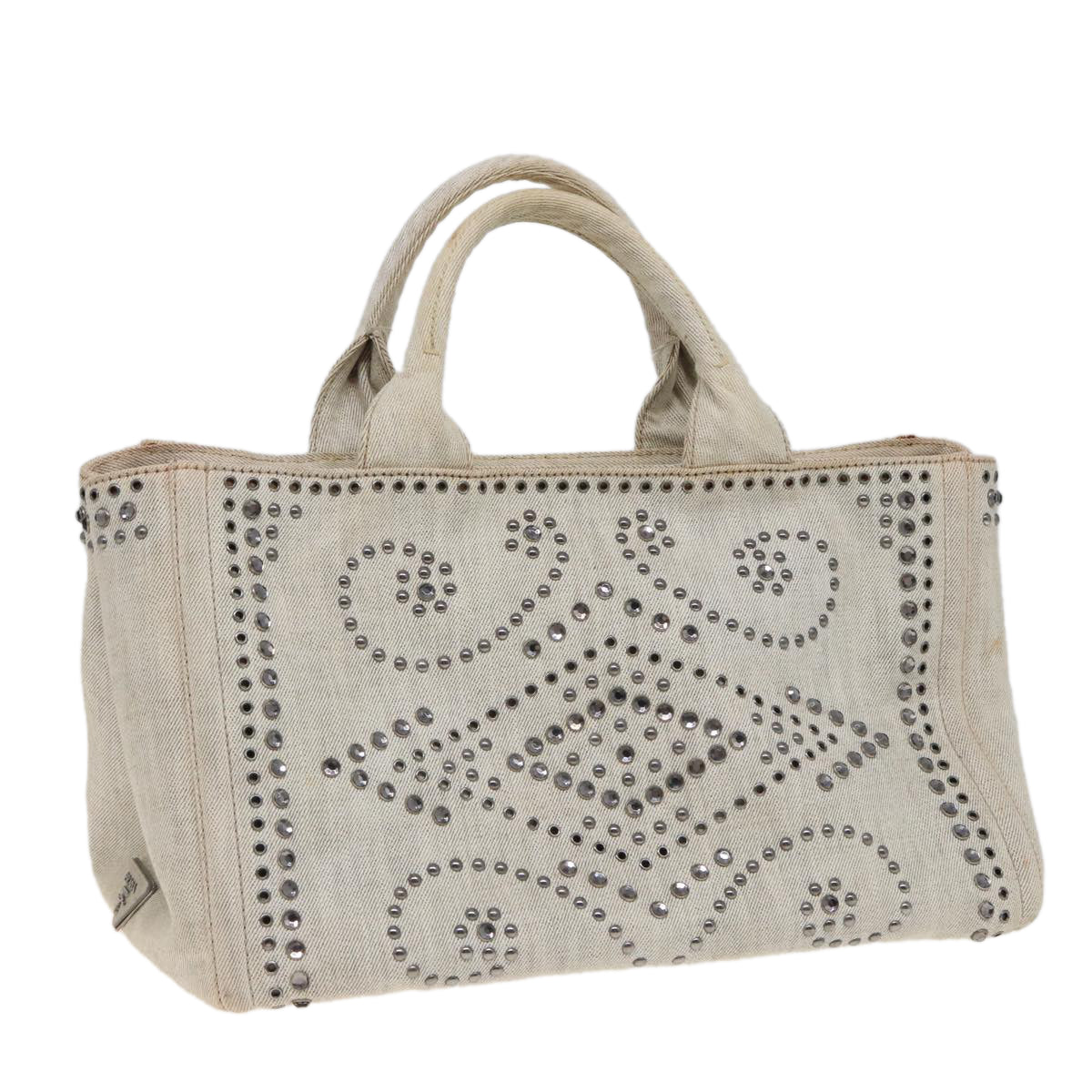 PRADA Bijoux Canapa MM Hand Bag Canvas Gray  79525