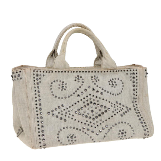 PRADA Bijoux Canapa MM Hand Bag Canvas Gray  79525