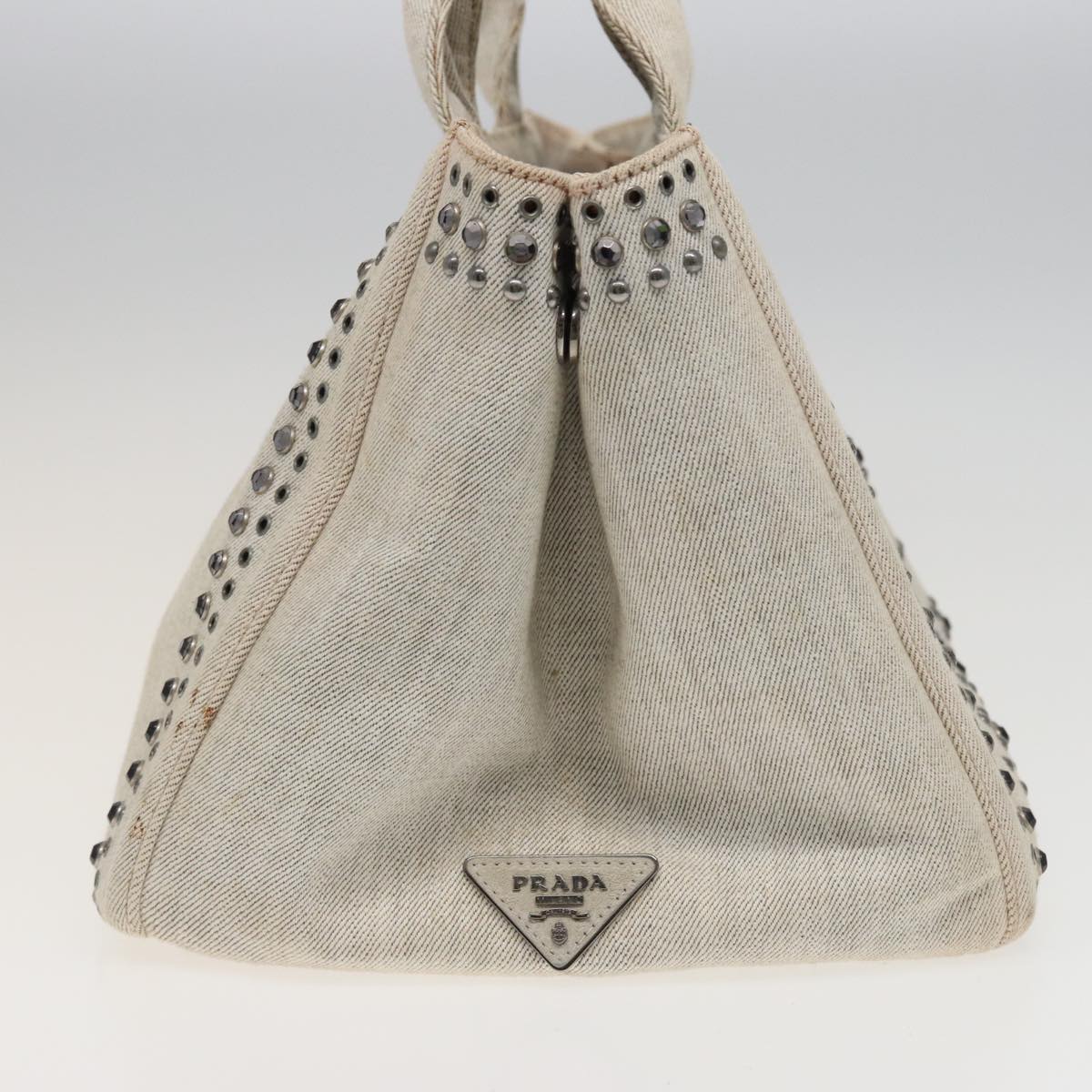 PRADA Bijoux Canapa MM Hand Bag Canvas Gray  79525