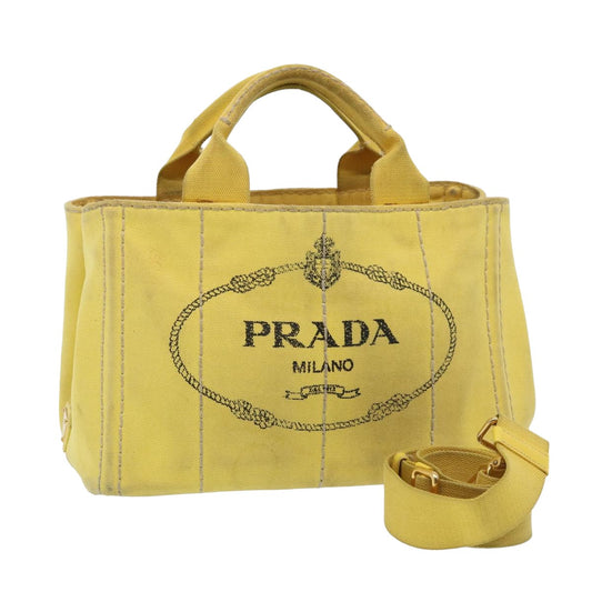 PRADA Canapa PM Hand Bag Canvas 2way Yellow  79532