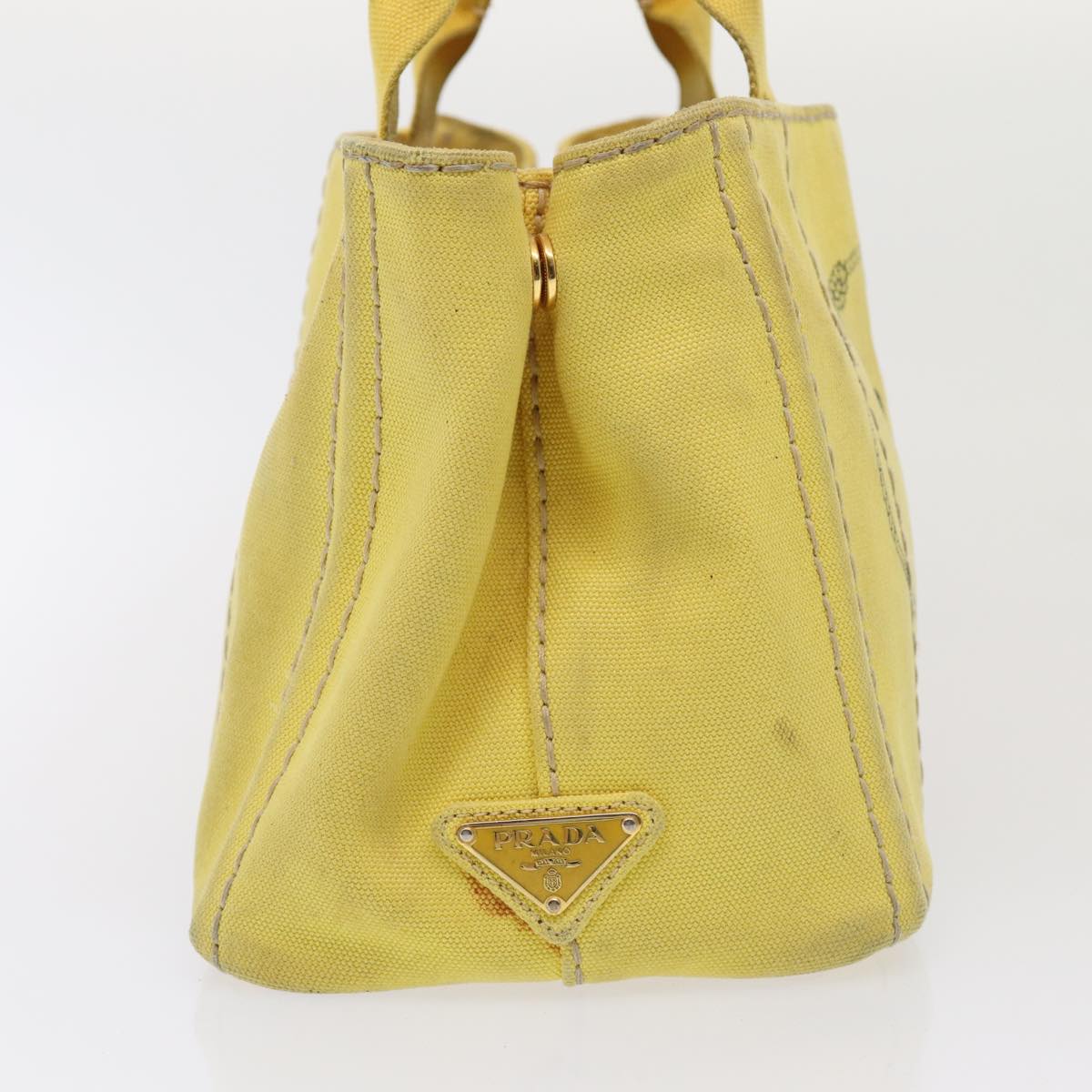 PRADA Canapa PM Hand Bag Canvas 2way Yellow  79532