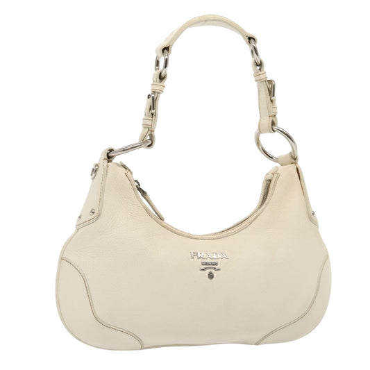 PRADA Shoulder Bag Leather White  79621