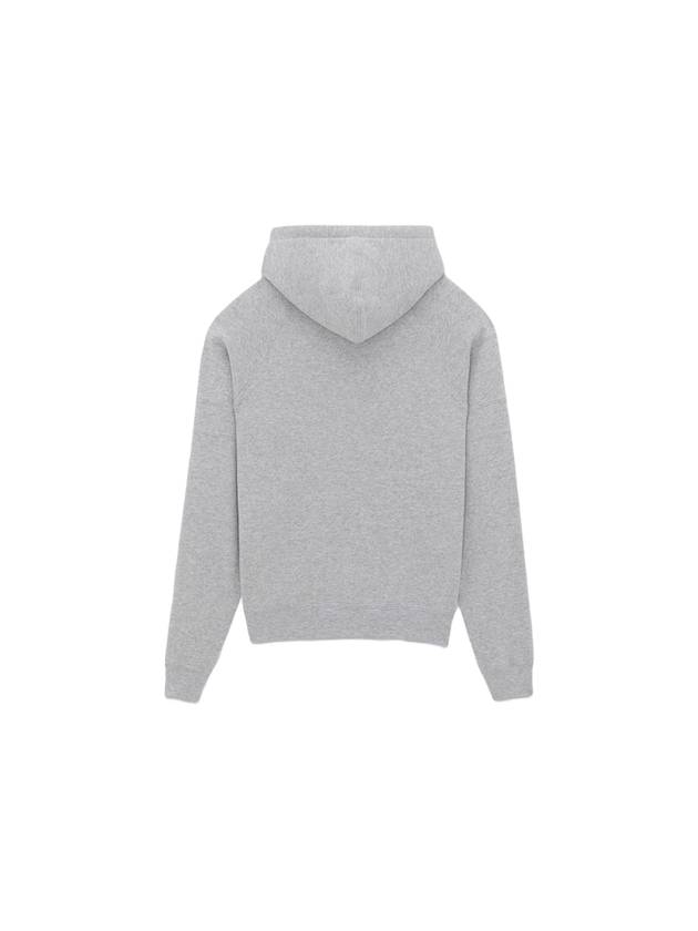 Saint Laurent Logo Kangaroo Pocket Fleece Hoodie Grey