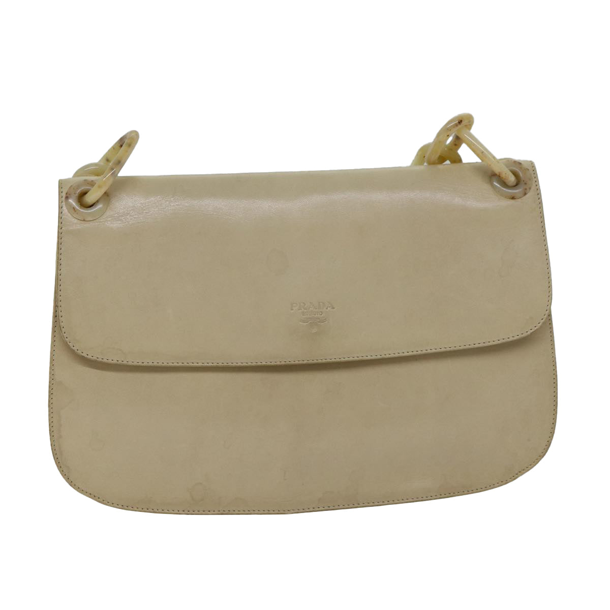 PRADA Chain Shoulder Bag Leather Beige  79656