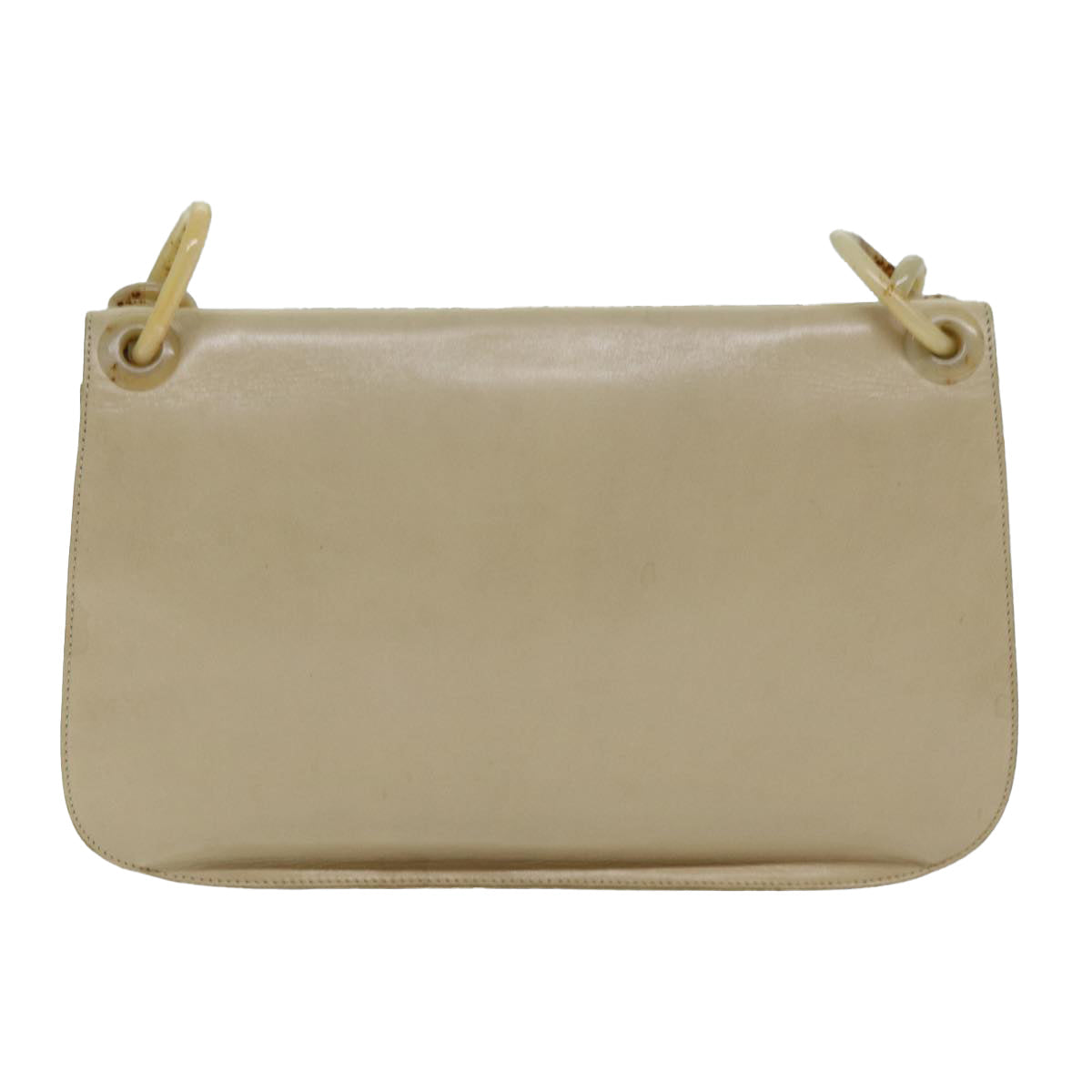 PRADA Chain Shoulder Bag Leather Beige  79656