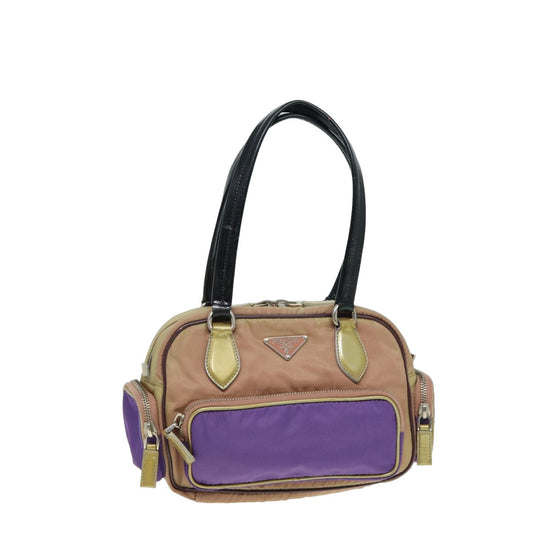 PRADA Hand Bag Nylon Purple Gold  79674