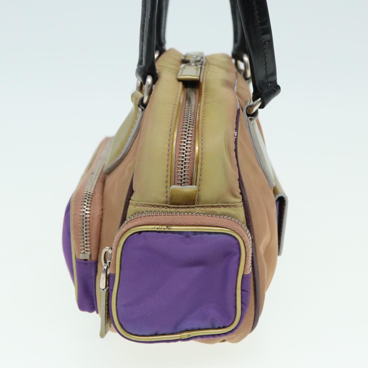 PRADA Hand Bag Nylon Purple Gold  79674