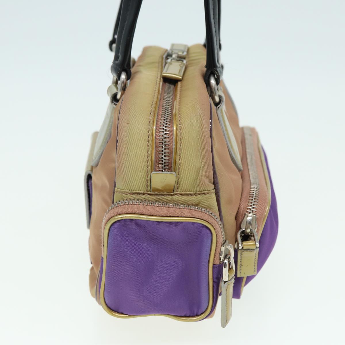 PRADA Hand Bag Nylon Purple Gold  79674